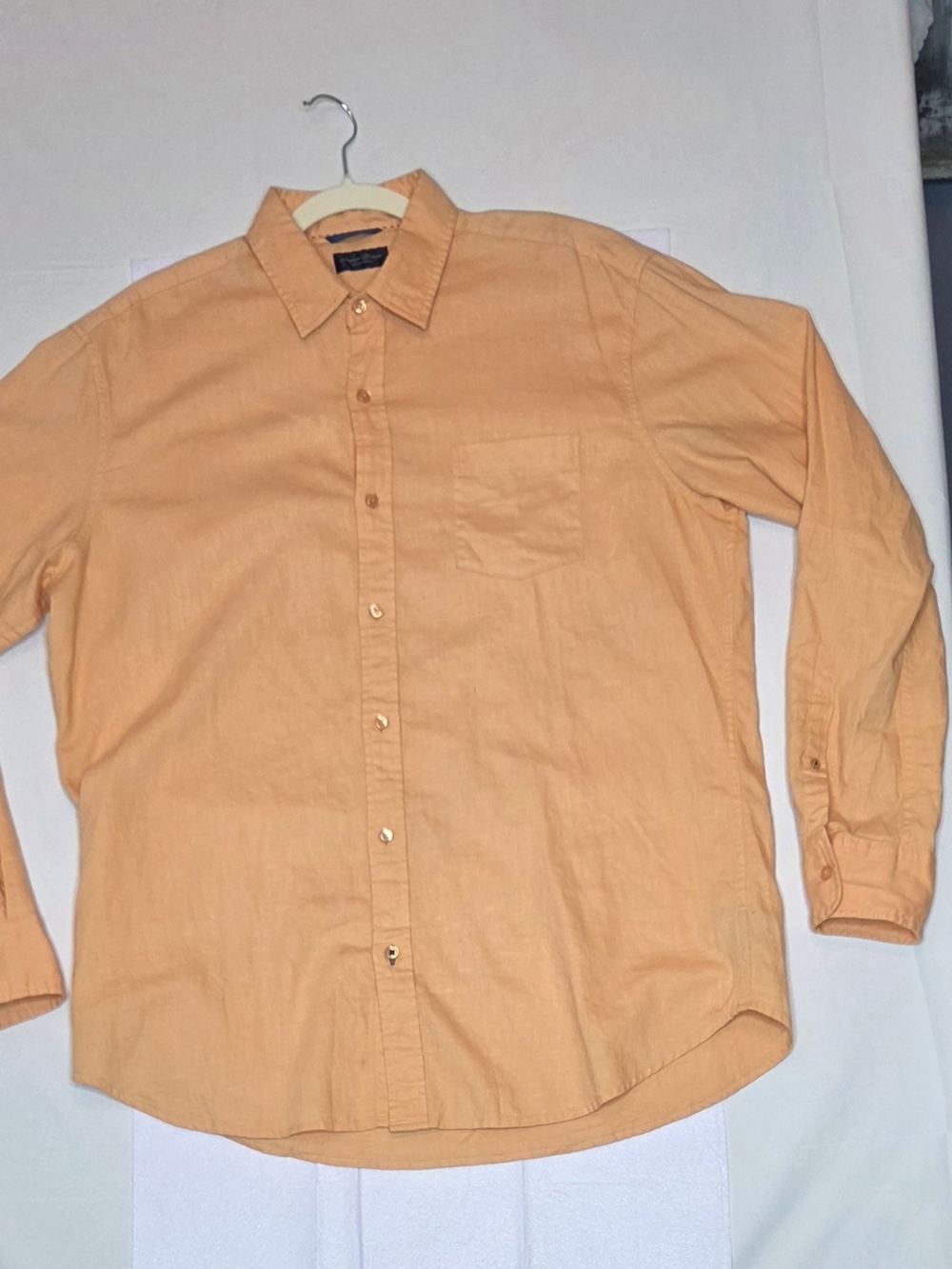 Linea Rosso Patrick Assaraf Peach Linen Cotton Button Up Shirt L 25x32